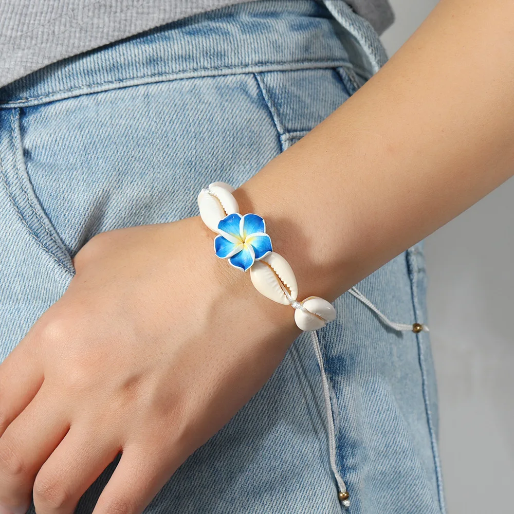 Meetvii Retro Eggflower Shell Charm Bracelets for Women Bohemian Summer Beach Woven Rope Bracelet Anklet Party Jewelry