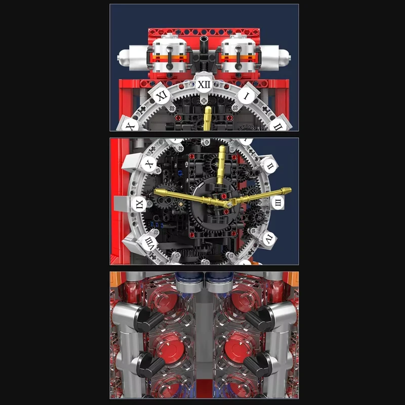 1601 個テクニカル電動サイバーパンク時計ビルディングブロック組立時計レンガセットデスクトップ装飾おもちゃ子供のためのギフト