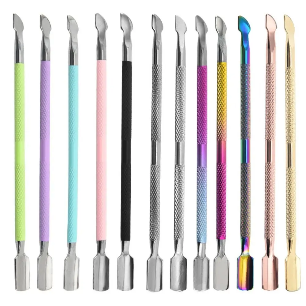 Steel Double Push Spoon Pusher Cut Remover Cuticle Trimmer Manicure Pedicure Care Nail Art Tool