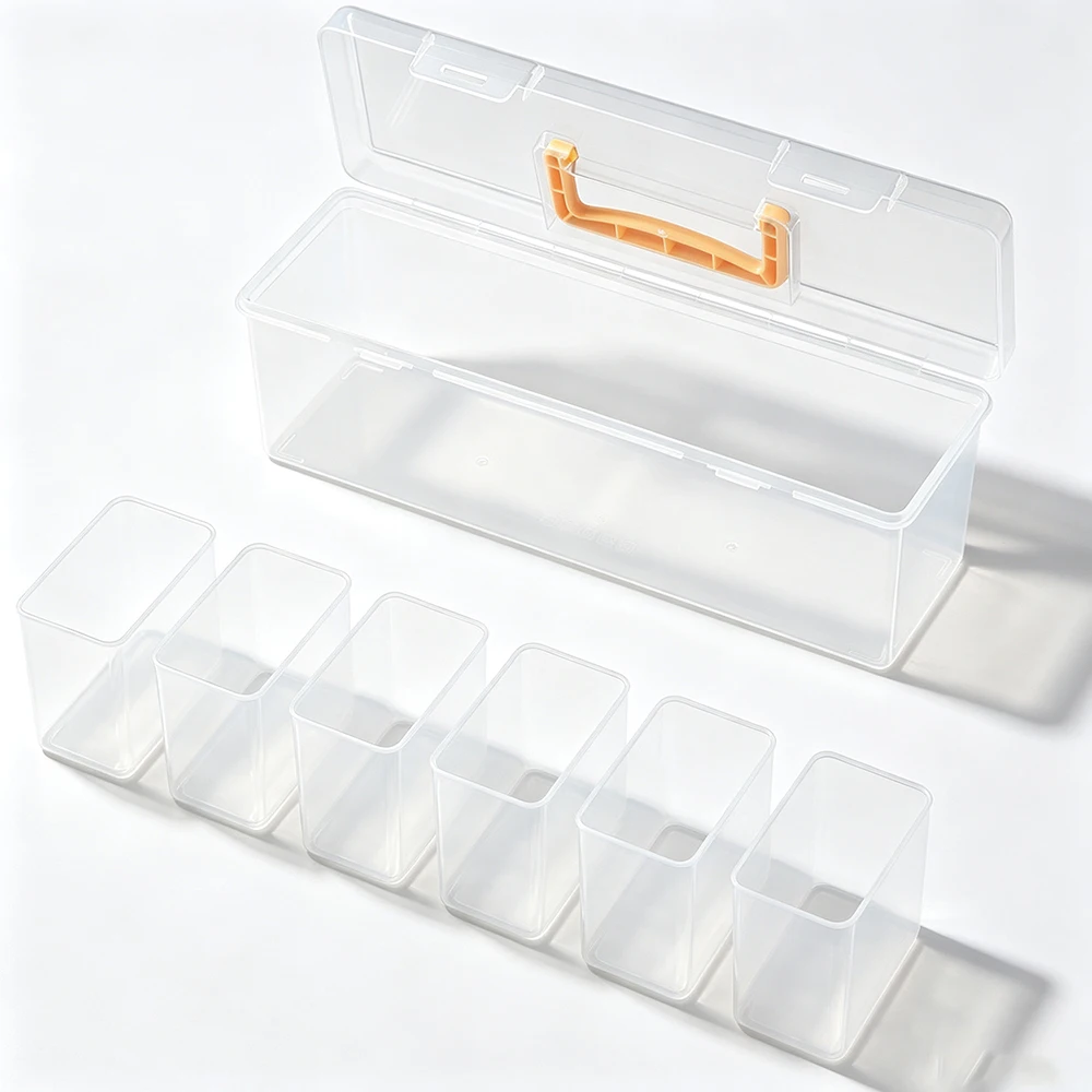 7-Piece Tool Organizer with Dividers  Transparent Portable Storage Case for Screws Wrenches  DIY Hardware