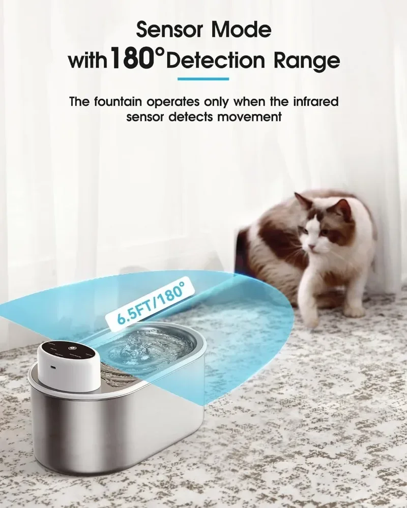 3L Wireless Stainless Steel Cat Water Fountain Auto Sensor Drinking Fountain For Cat Dog Drinker Pet Water Dispenser Accessories