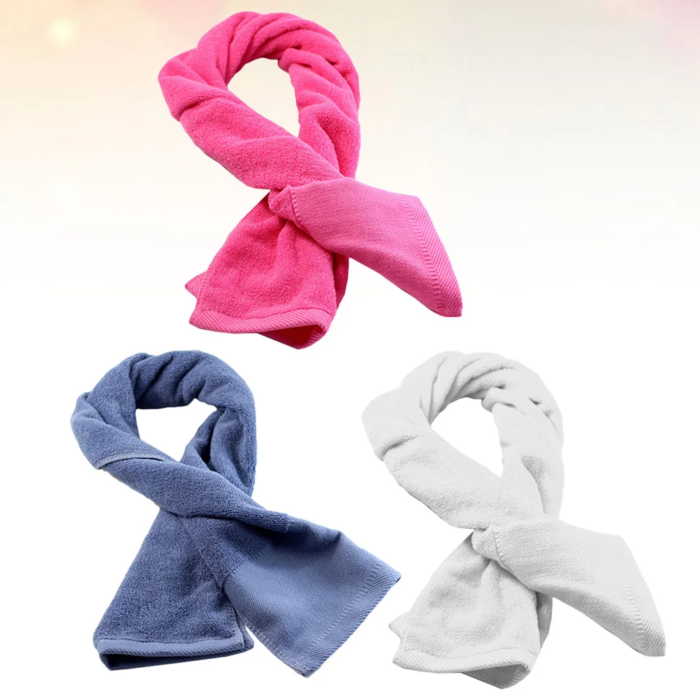 

3Pcs Cotton Sports Towels Durable Sweat Absorbing Outdoor Fitness Yoga Gym Swimming Towels Grey Pink White Bathroom Bath Towel
