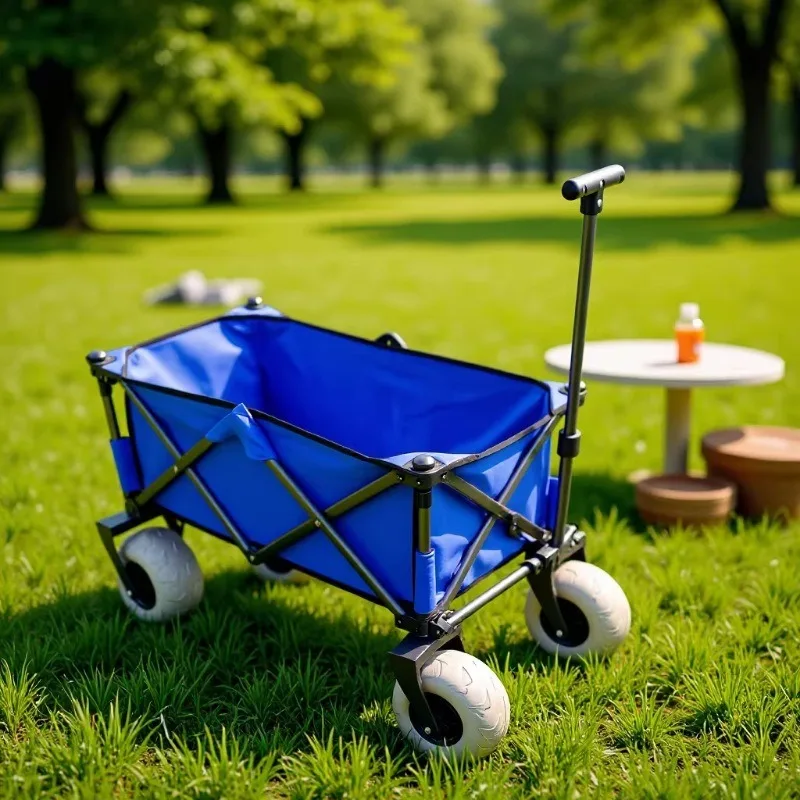 Suitable for outdoor hand-propelled four-wheeled foldable camping trailers