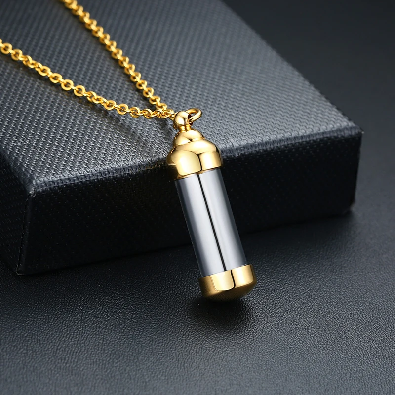 Stainless Steel Glass Cremation Urn Pendant  Ashes Holder Memorial Pendant Necklace Keepsake Jewelry with Chain 3 Colors