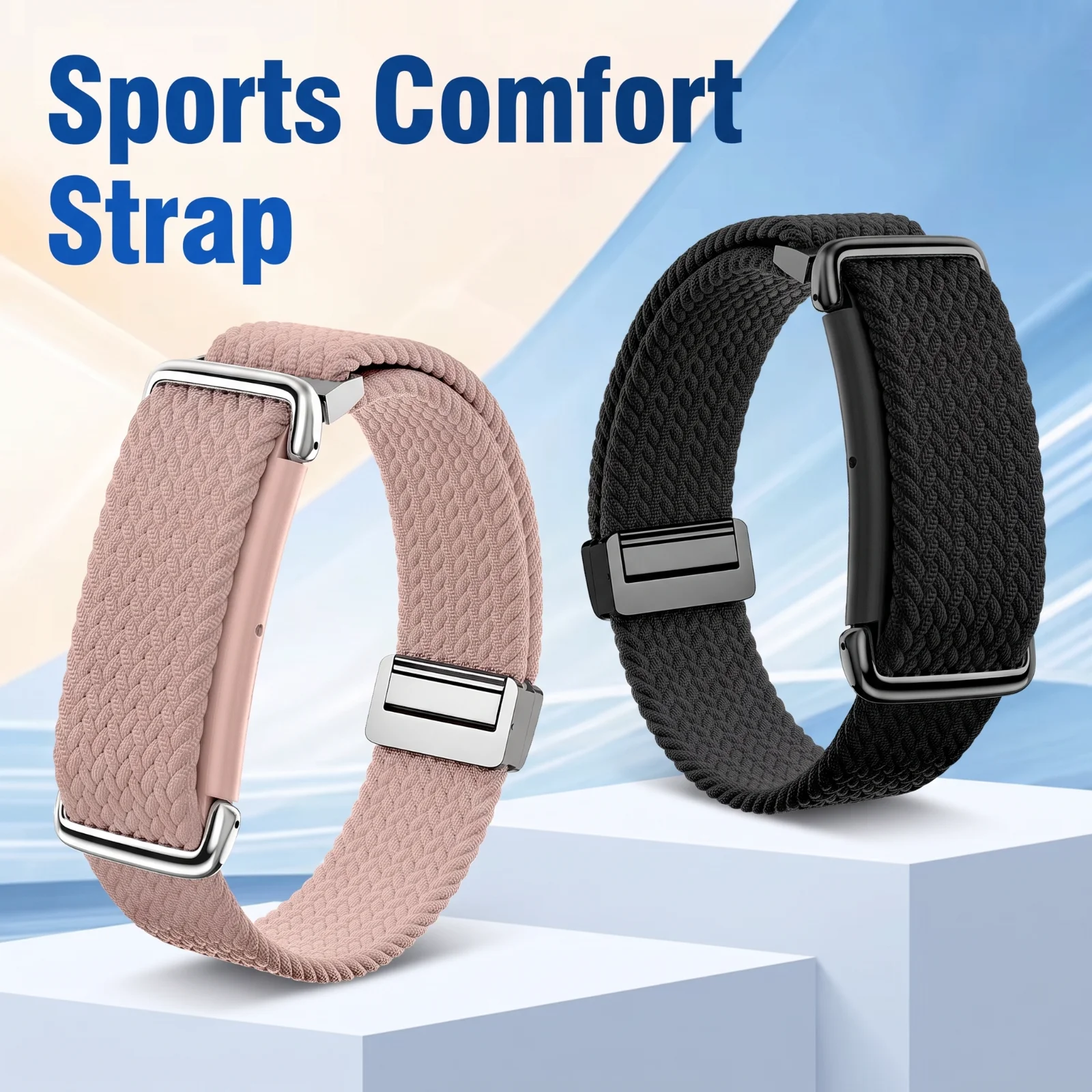 Nylon Band For Google Fitbit Air, Stretchy Braided Wristband | Oft Breathable Woven Loop With Sliding Magnetic Clasp