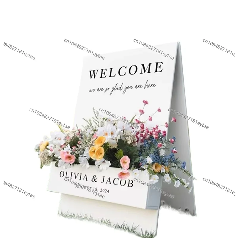 Acrylic Freestanding Wedding Welcome Sign Flowers Decor Stand for Event Party