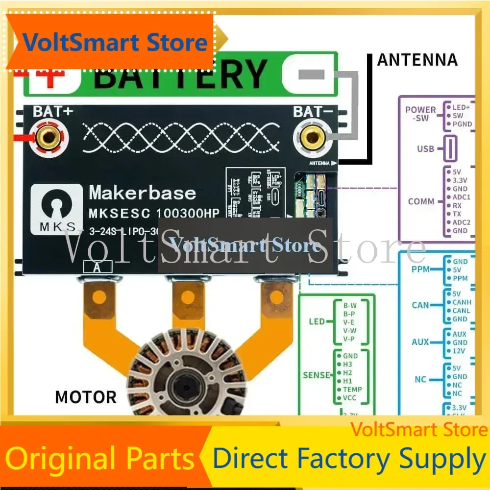 VoltSMakerbase Vesc Vehicle Controller 100300hp 100v 300a Bear High Voltage High Current Benjamin Esc Scooter Accessories