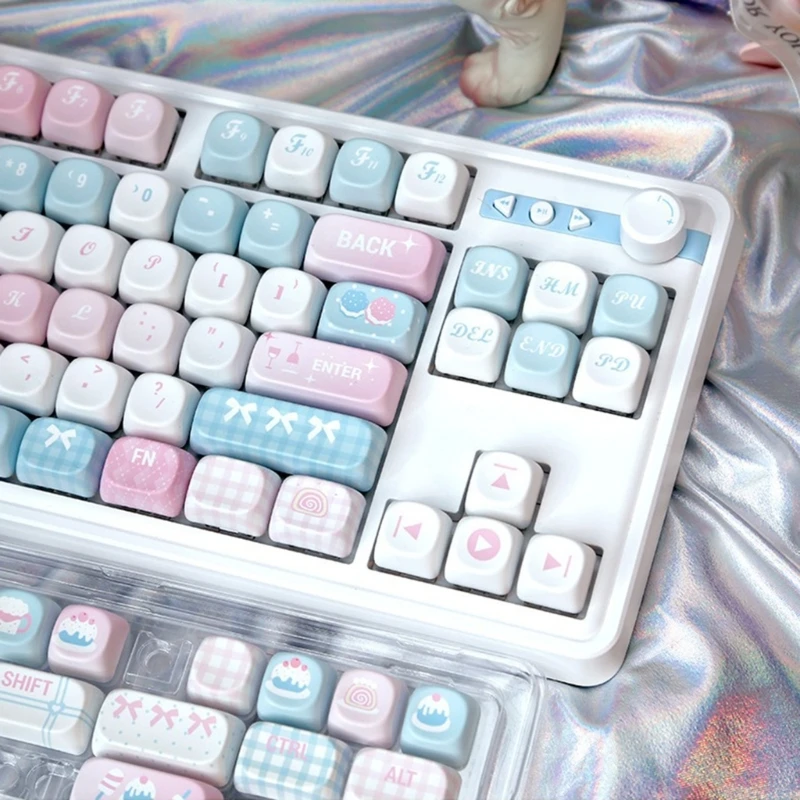 Mechanical Keyboard Keycaps 131 Keys Thick PBT MOA Height Lovely Cake Theme Customization Keycap Set