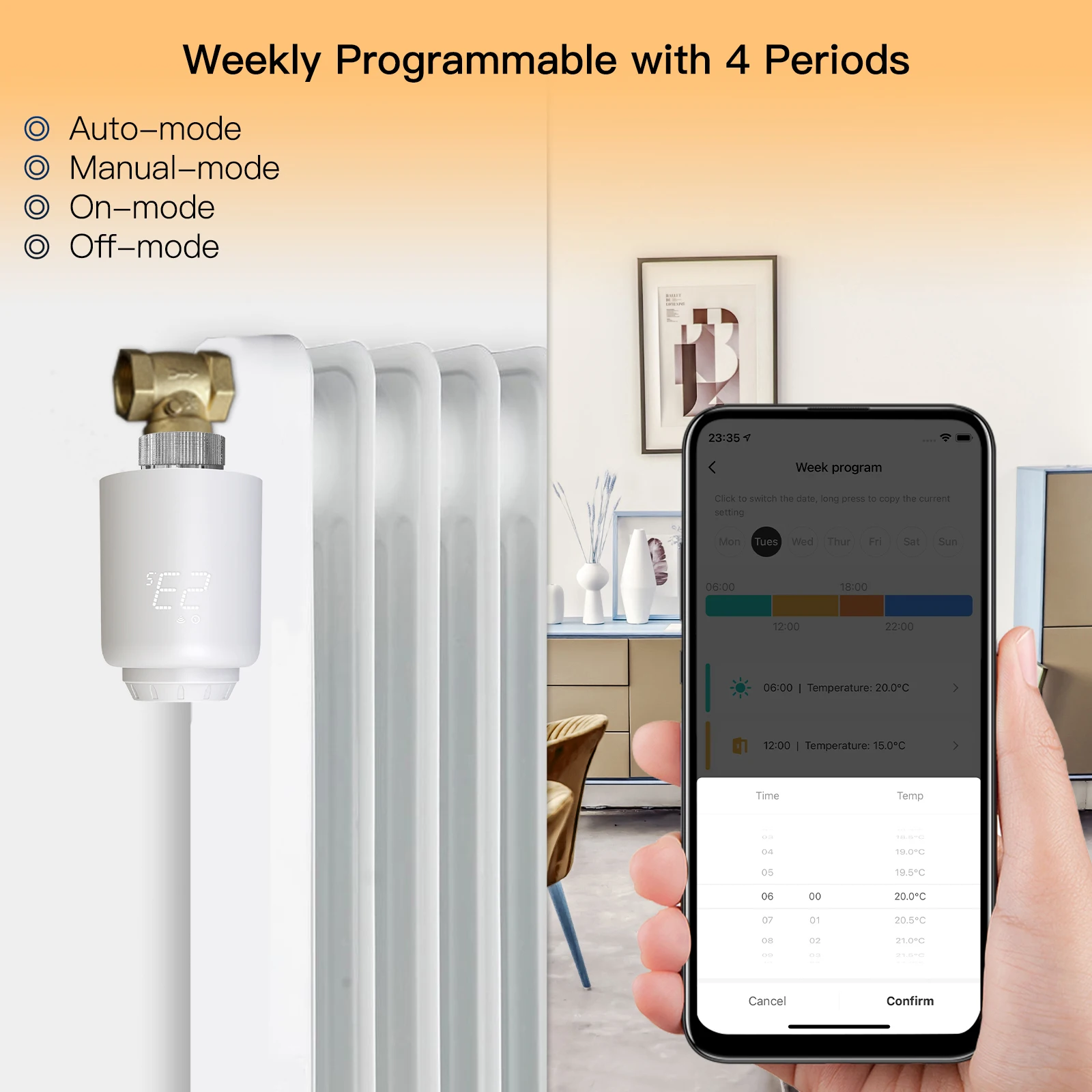 Moes Tuya ZigBee TRV Radiator Valve Smart Thermostatic Heating Temperature Controller Support Google Alexa Voice Control