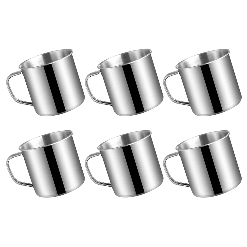 6 Pcs Children's Stainless Steel Water Cup Heat Resistant Cups Kids Concentrate Special Tea Coffee Mugs for Picnicking