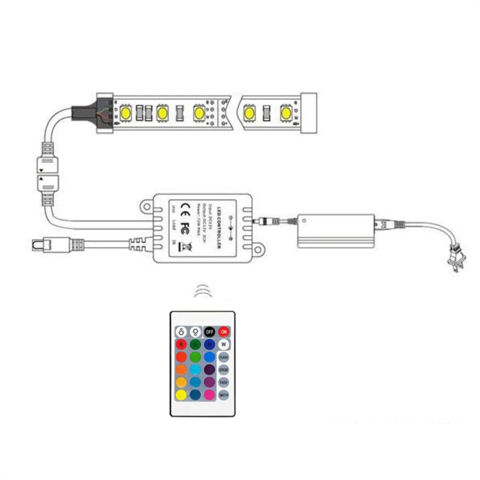 Imagem -03 - Controle Remoto sem Fio para Led Color Strip Light ir Rgb Controller Pwm Signal Dimmer 24 Key Dc12v 12a em Saída 5050 2835 Novo Barato