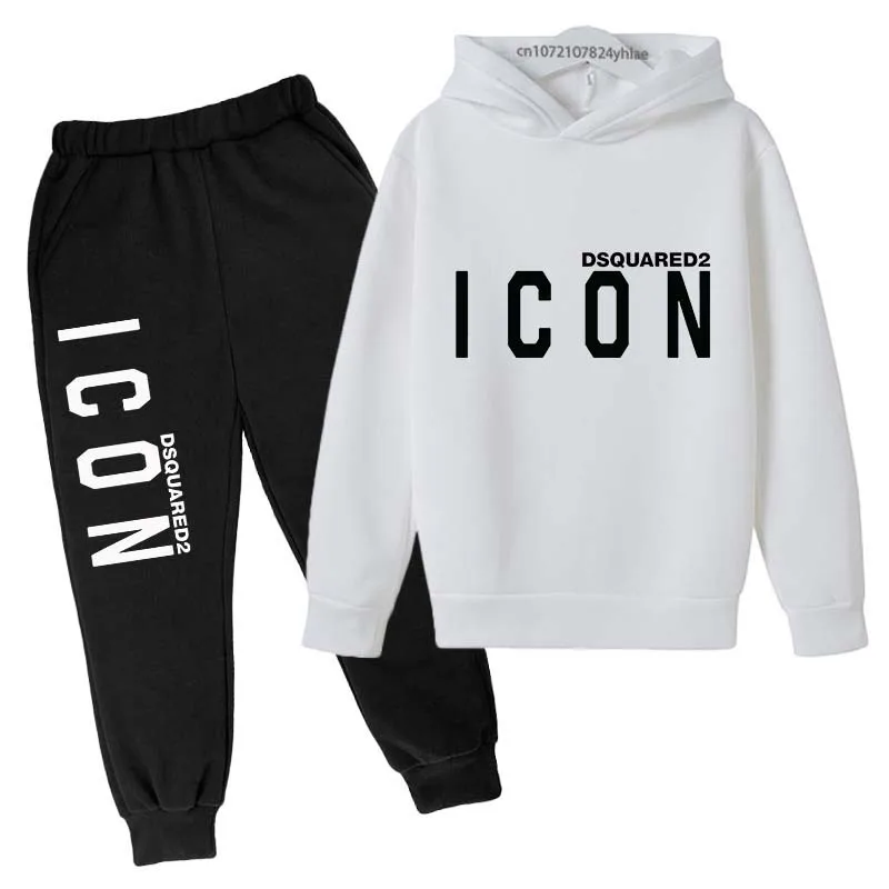 Kids Autumn Spring suits 3-13 Years Boys Girls Casual sweatshirts Outifts Children 2pcs IC Print Hoodie+Pants Sets