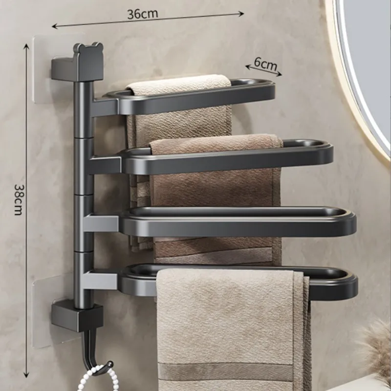 

-FTGT No-Drill Rotatable Multi-Bar Towel Rack For Bathroom Storage Multi-Bar Towel Rack Bathroom Storage Rack Bath Towel Rack