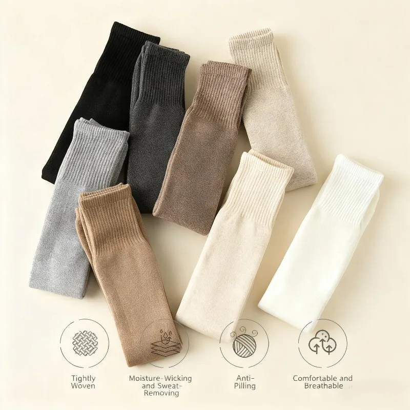 Ultra Warm Men's Cashmere Leg Warmers Thermal Knee High Socks for Extreme Cold, Windproof Arctic Winter Thickened Leg Warmers