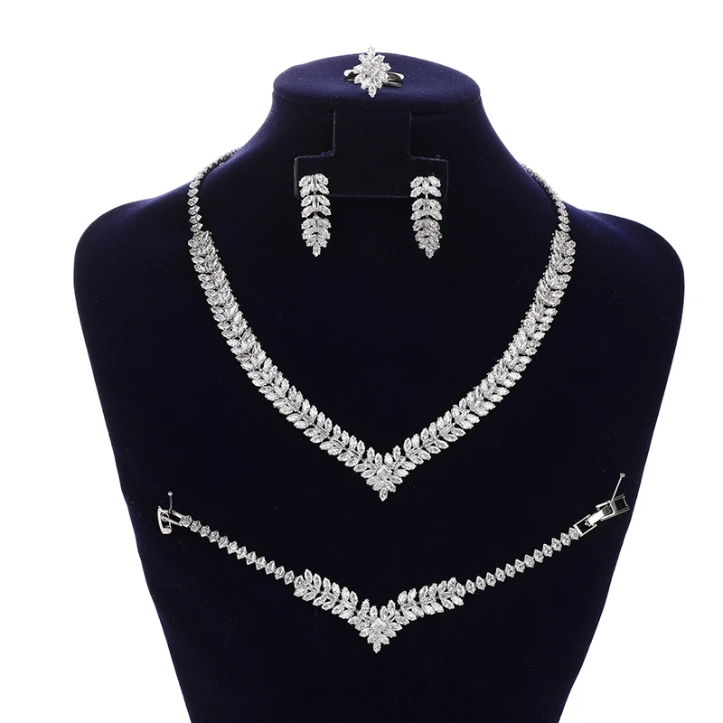 

Jewelry Sets HADIYANA Fashion Vintage Bridal Wedding Necklace Bracelet Ring Earring Set Wedding Gift BN7908