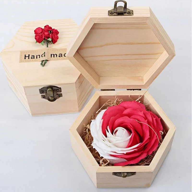 Fashion Gift Box Simple Portable Diy Hexagon Shaped Wood Jewelry Box High Quality Convenient Wedding Holder Jewelry Display New