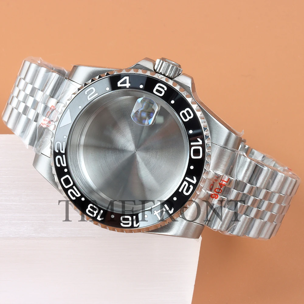 Fit Modified Seiko NH35 40MM Watch Case Classic 24 Hours Ceramic Bezel For GMT NH34 NH35 NH36 NH38 Movement 28.5mm Dial Jubilee image 3