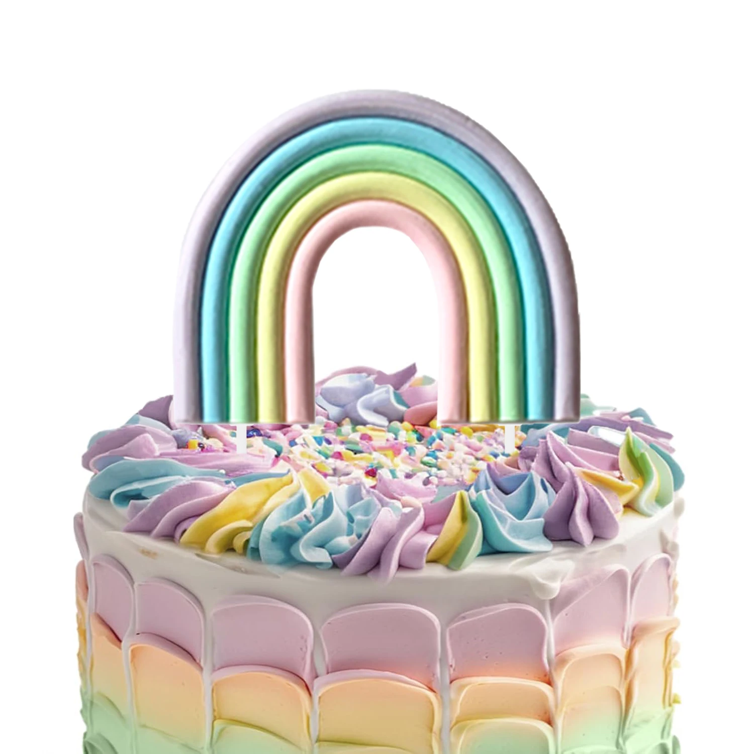 Regenbogen-Kuchendekorationen – bunter Regenbogen-Cupcake-Topper, personalisierter Tortenaufsatz für alles Gute zum Geburtstag