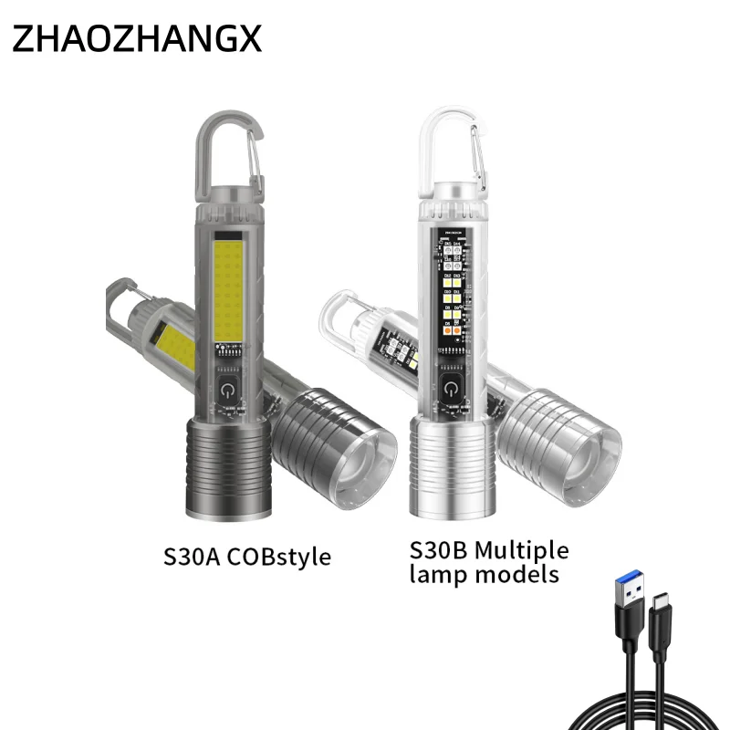 ZHAOZHANGX XHP50 30W LED High-Intensity Long-Range Zoomable Multi-Source Flashlight with Magnetic Hook and Multiple Functions