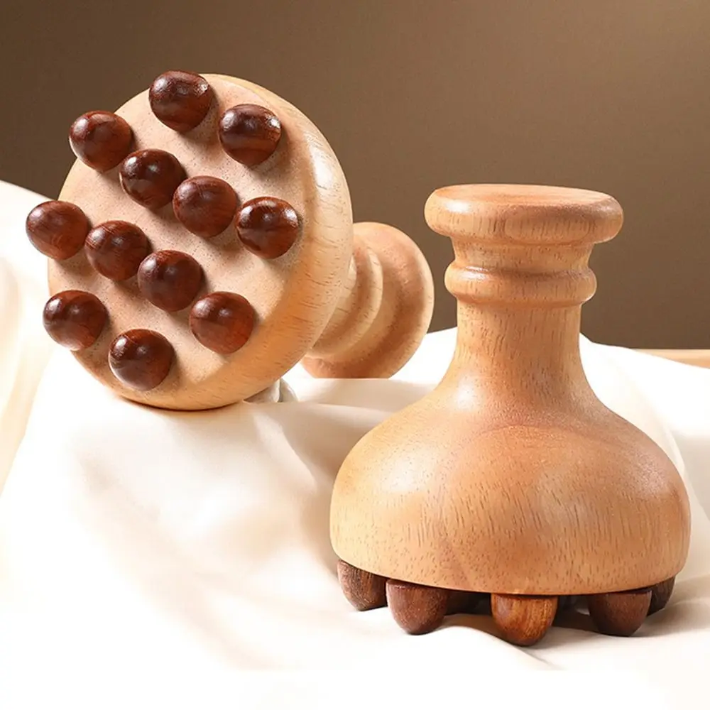 

12 Beads Wooden Mushroom Massager Eliminate Local Fat Anti Cellulite Acupoint Meridian Brush Burrfree Handheld