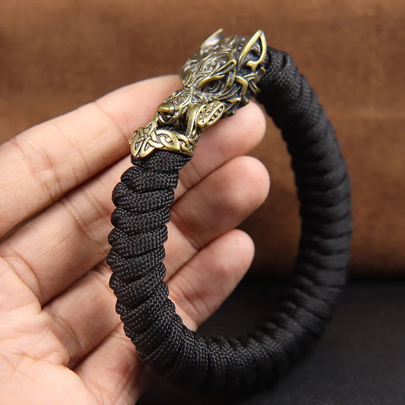 Armor Wolf Warrior Brass Buckle EDC Outdoor DIY Woven Paracord Survival Bracelets Supplies Accessories Retro Umbrella Rope Beads