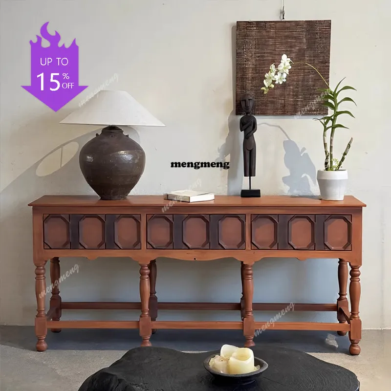 

Smt51 American light luxury solid wood porch cabinet modern medieval style living room decorative storage side cabinet