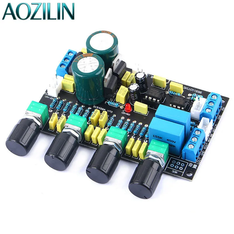 AOZILIN Dual Channel Audio Preamplifier Tone Control Board Op Amp Preamp Module for Amplifier DIY Audio System