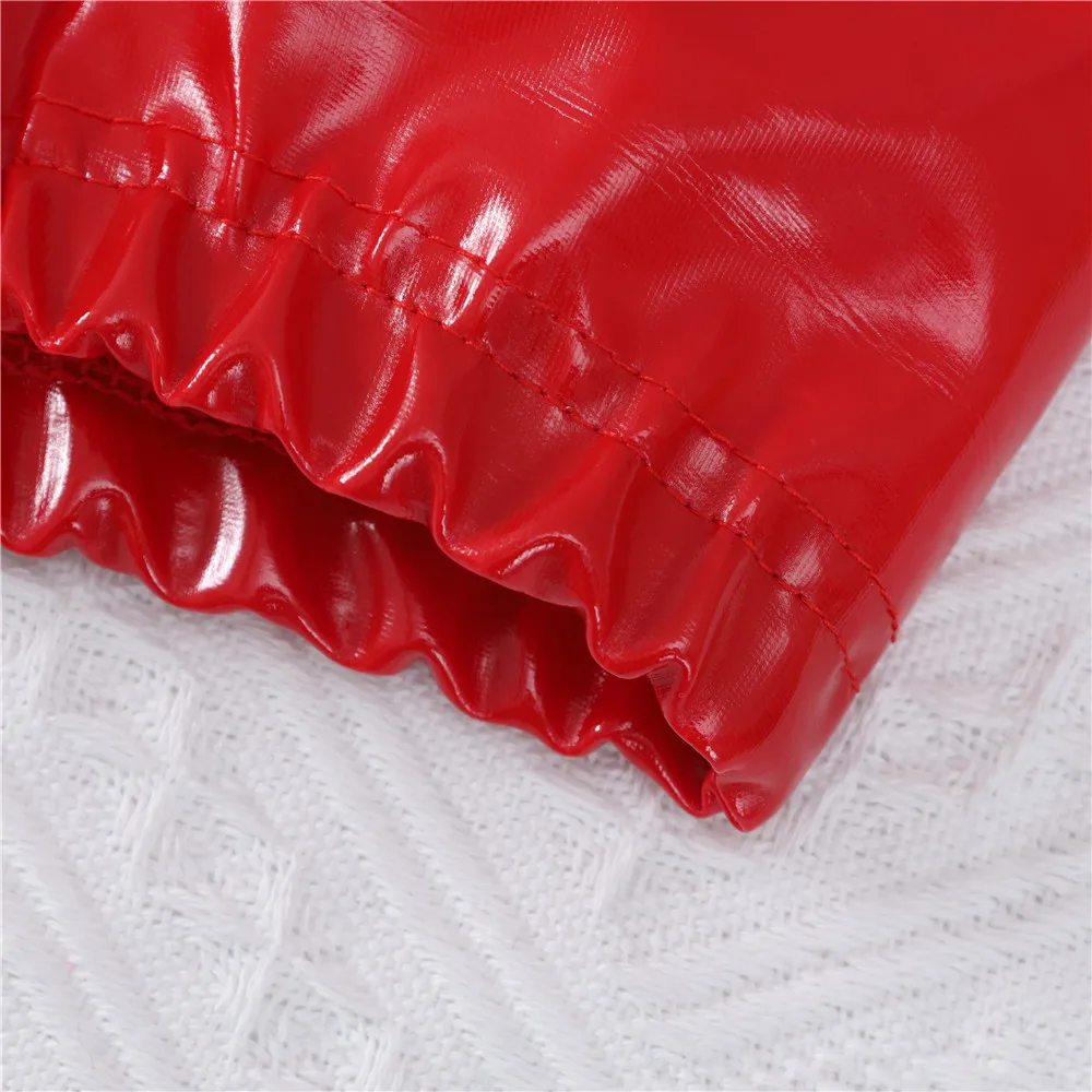 Men's Erotic Leg Pants Gay Shiny Leather PU Zipper Bulge Pouch Boxer Shorts Sissy Fashionable Nightclub Stage Performance Clothe