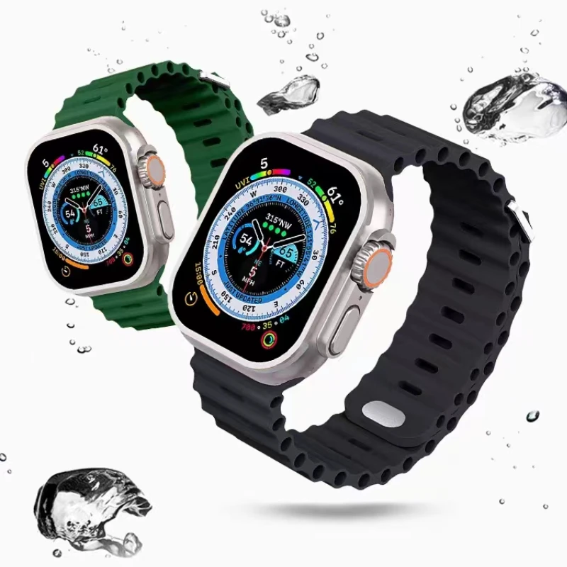 Siliconen Band Voor Apple Horloge 10 46Mm 42Mm Ultra 2 49Mm 9 8 7 45Mm 41Mm Dubbelknopen Stijl Band Voor Iwatch 6 5 4 3se 44Mm 40Mm