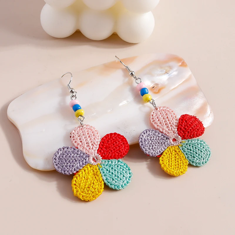 Modische handgefertigte Blumen-Ohrringe für Damen, Brincos Femme, hängende Ohrringe, Mädchen, Party, Festival, Schmuck, Geschenke – Detail 1