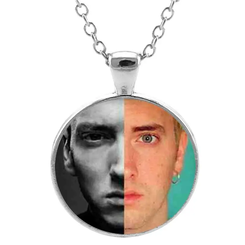 TAFREE Eminem Celebrity Pendant Necklaces Hip-Hop Music Glass Cabochon Zinc Alloy Chain Dome Jewlry CT15