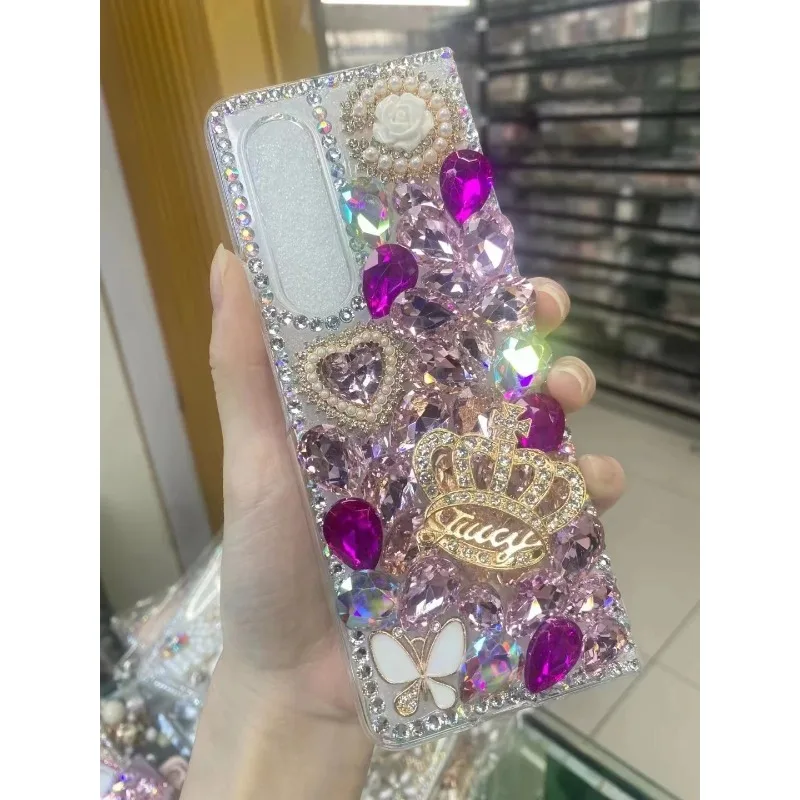 3D Handmade Mobile Phone Case for Samsung Z Fold 5, 4, 3, 2, Handmade Series, Sparkle Diamond, New