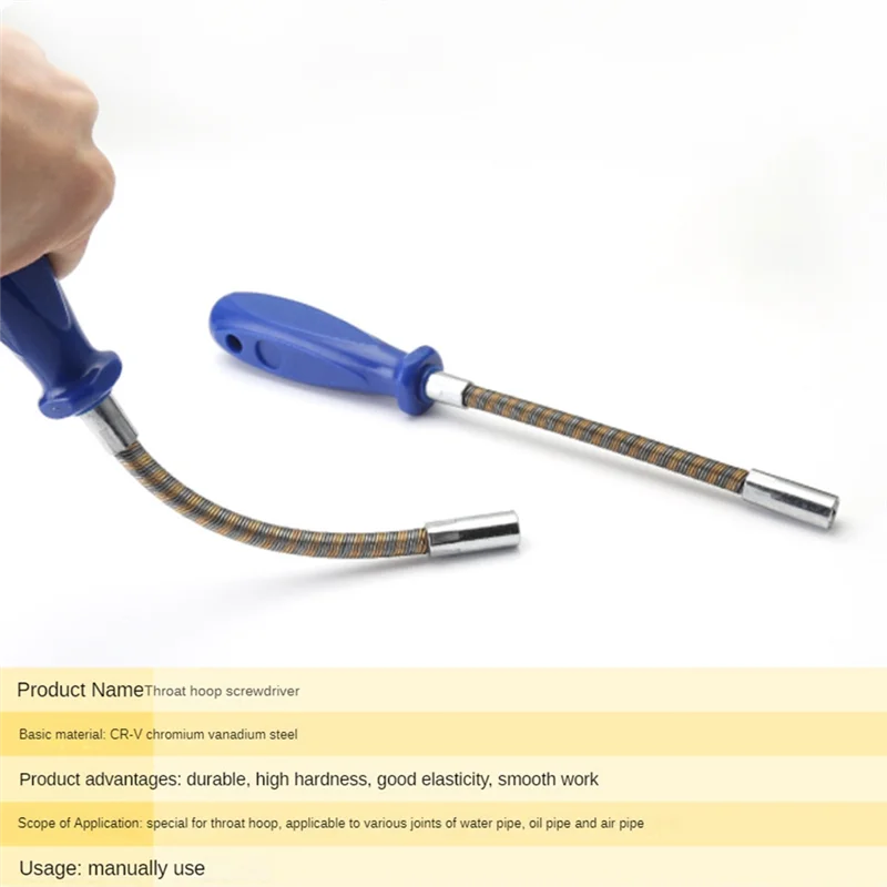 A06K 7mm Flexible Hex Screwdriver 90 Degree Bendable Nutdriver Hex Socket Hose Clamp Screw Driver Hand Tools for Car Repair