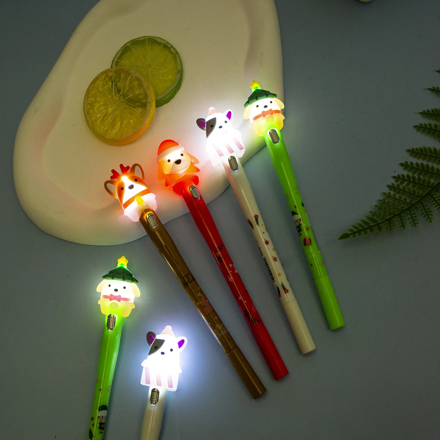 24/72 Pcs New Christmas Glow Pen LED Light Christmas Gel Pen Christmas Animal Styling with Light Prize