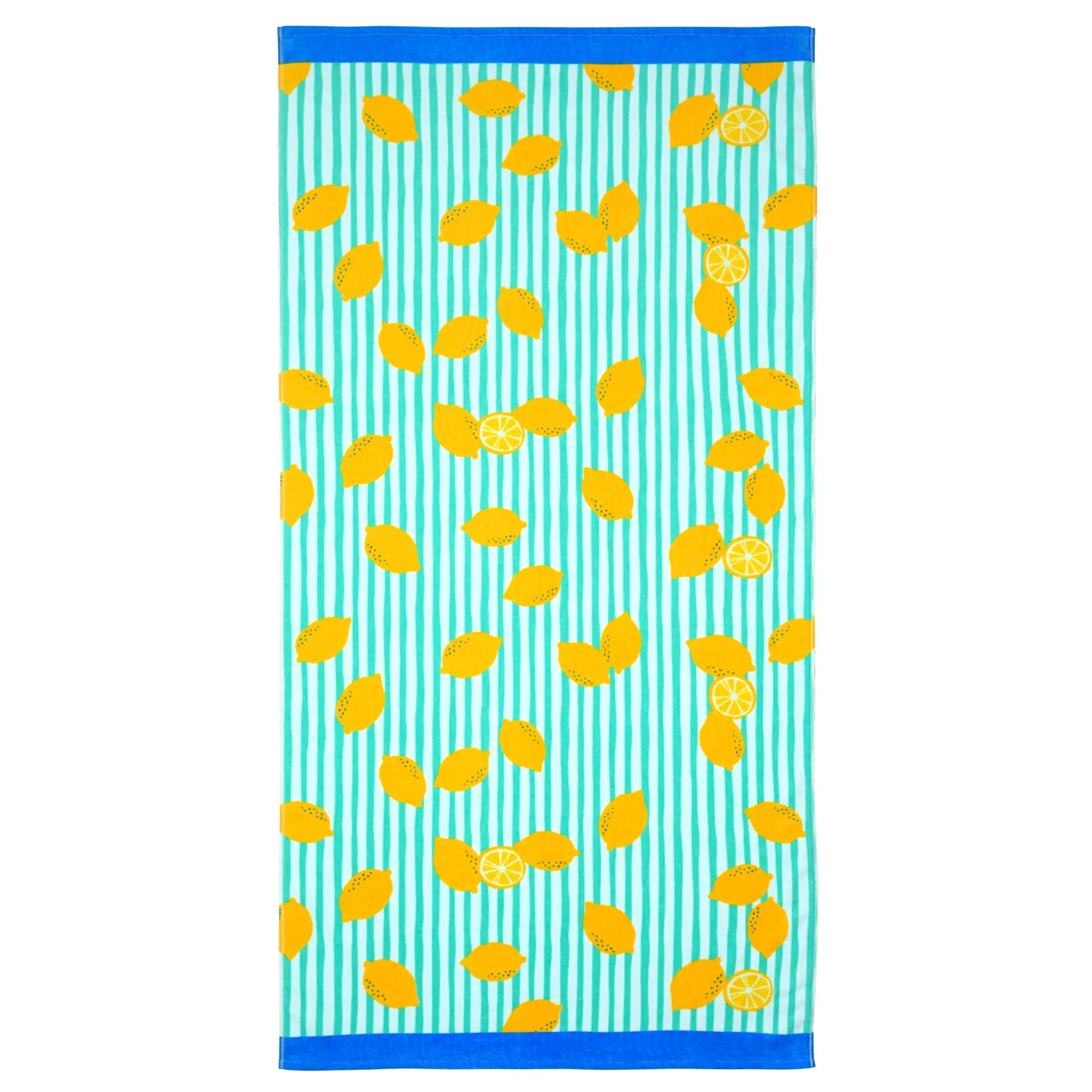 Vintage Stripes Summer Vibes Cotton-Blend Beach Towel,32 X 52 in, Lemon Stripe