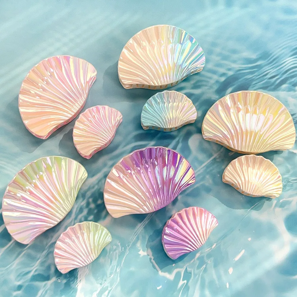

New Gradient Shell Hair Claw Clips Beach Ocean Girl's Hair Clip Seashell Conch Headwear Headdress