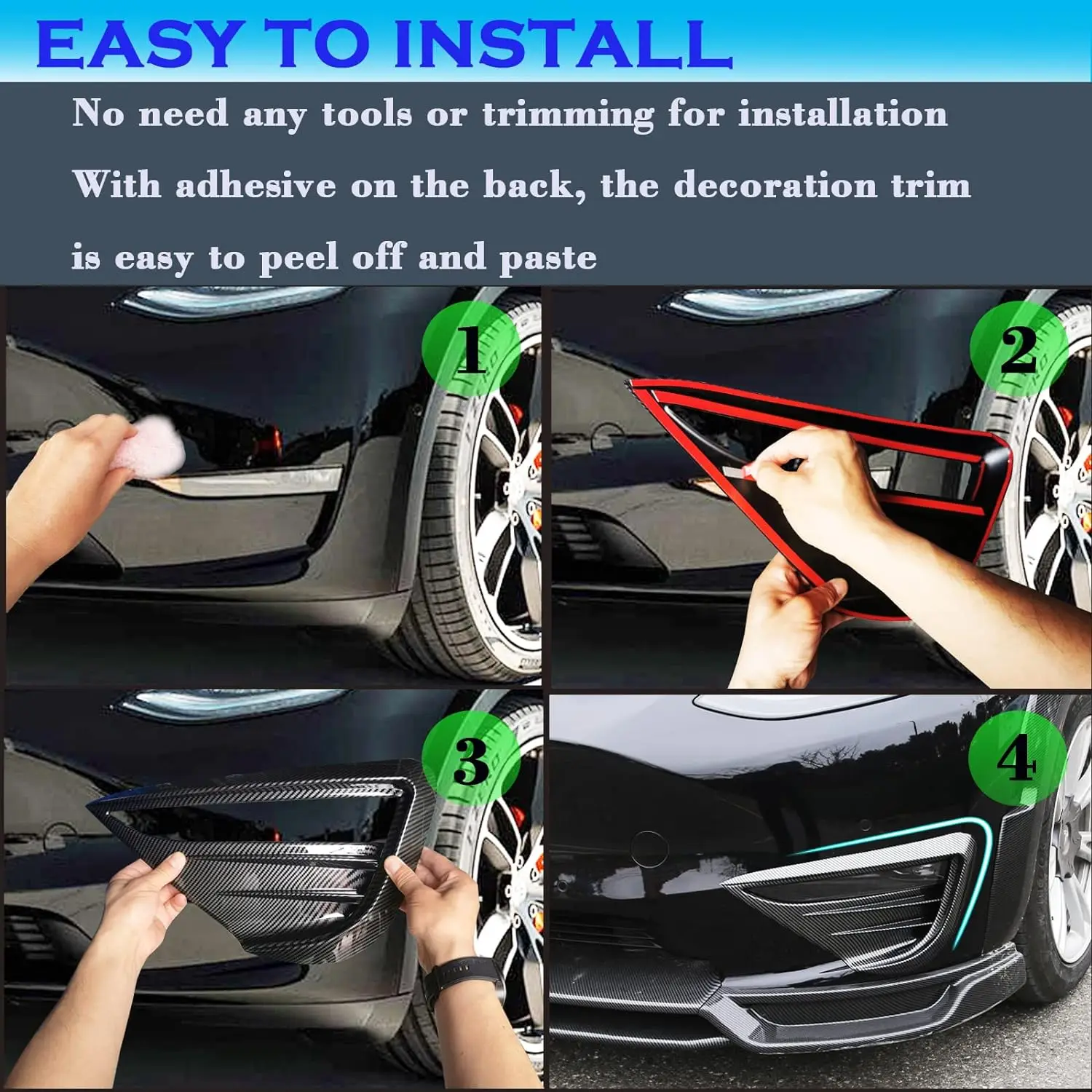 For Tesla Model Y Fog Lamp Spoiler Blade Trim Protective Cover Woof Tooth Wind Knife ABS Decoration Sticker Car Accessories