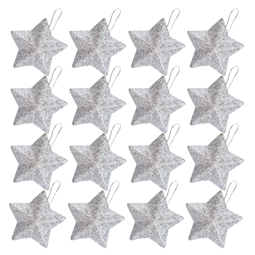 

60Pcs Glitter Star Pendant Hanging Ornaments Christmas Tree Mini 3D Shaped Holiday Seasonal Decor Shaped Ornaments