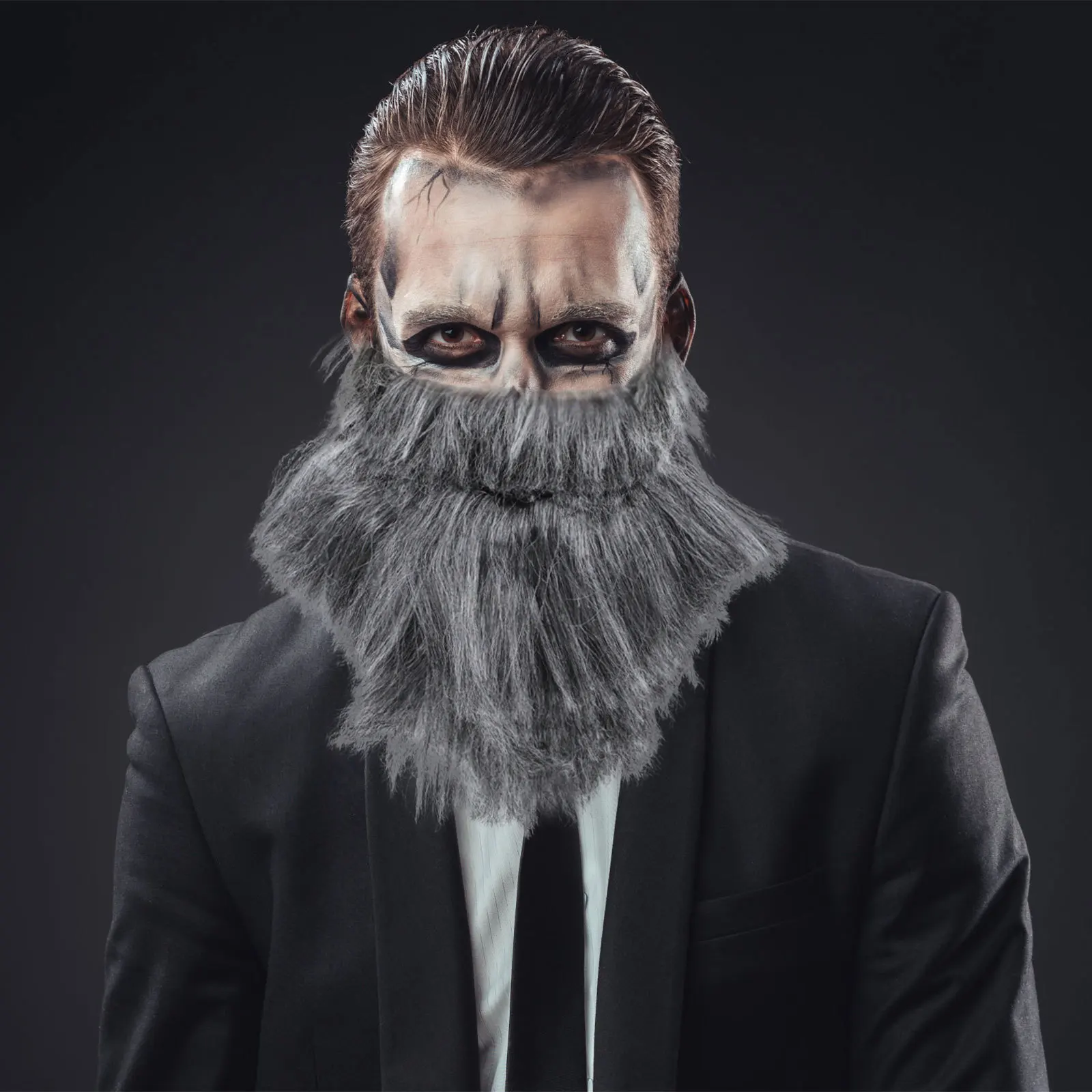 Barba Artificial gris de alta densidad, plástico suave, ajuste cómodo, accesorio de fiesta de Halloween, accesorio de disfraz creativo, 1 Uds.