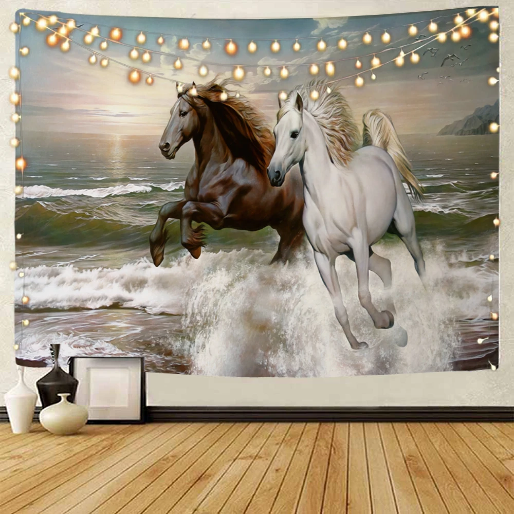 Pentium Horse Painting Background tapestry Plateau Horse Mercedes Benz Background Decoration tapestry Home Decoration