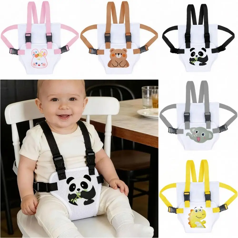 Portable Cartoon Dining Chair Strap Breathable with Mesh Design Feeding Harness Lightweight Easy to Carry Safety Seat Strap