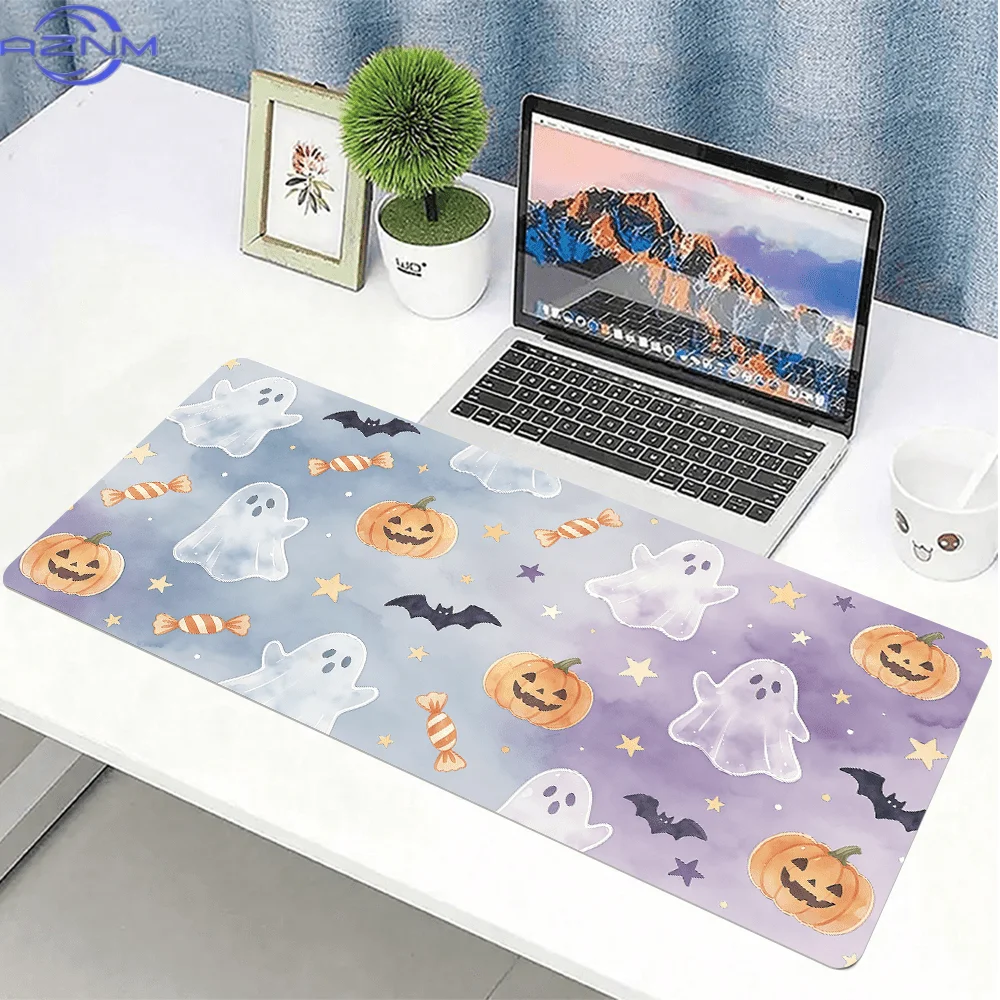 Large Size Watercolor Halloween Theme Candy Design Mouse Pad  cm, Non Slip Desk Mat with Stitched Edges, Keyboard Mat for Office