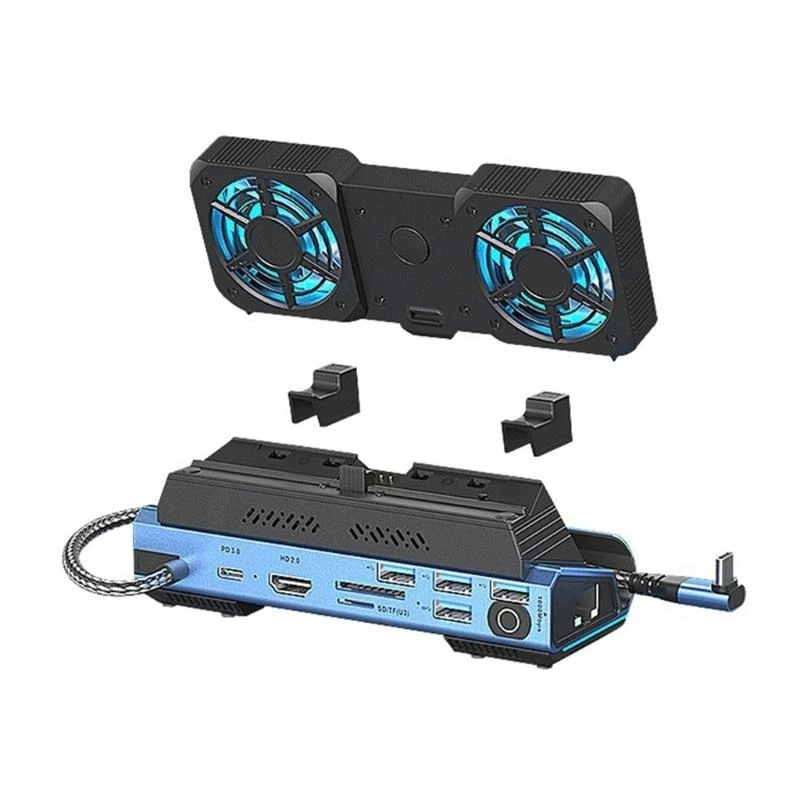 Dock Station 4K@60Hz RJ45-Kartenleser für Konsolen-Multiport-Adapter mit Festplattenkartuschen-Lüfter X3UB – Detail 8