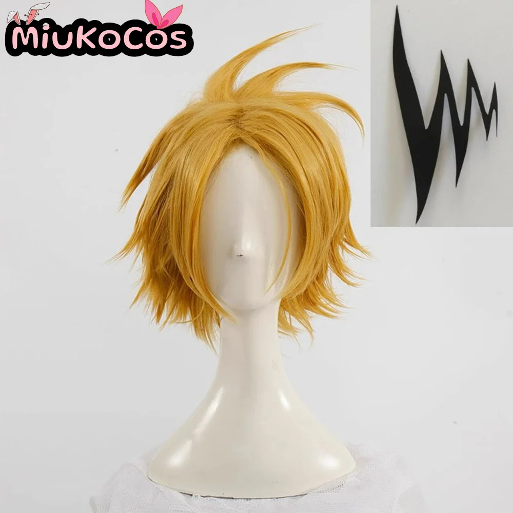 ในสต็อก Denki Kaminari คอสเพลย์วิกผม MiukoCosplay อะนิเมะ My Hero Academia คอสเพลย์