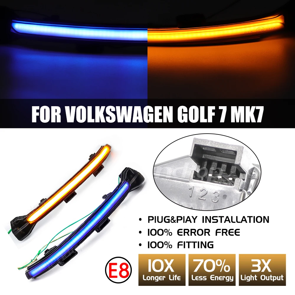 Dynamic LED Rearview Turn Signal Light Side Wing Mirror Indicator For VW  Golf 7 MK7 VII MK7 Golf 7.5 GTI R Touran Jetta