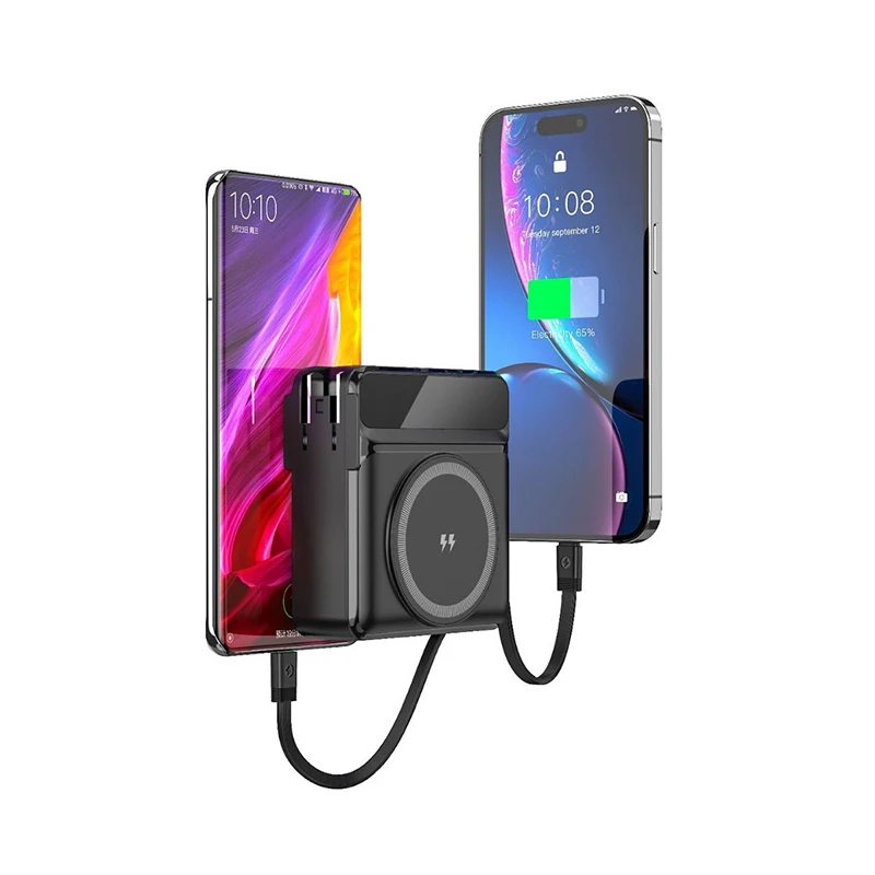 15000mAh Magsafe Power Bank with Cable AC Plug Wall Charger For iPhone 16 15 Huawei Xiaomi Samsung 22.5W Fast Charging Powerbank