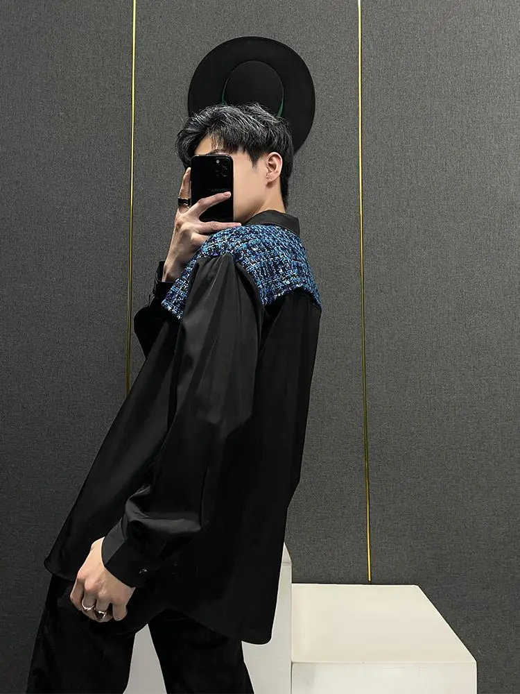 New Arrival 2026 Spring Men Shirt Splicing Design Chic Rebel Vibe Simple Versatile Premium Shirt