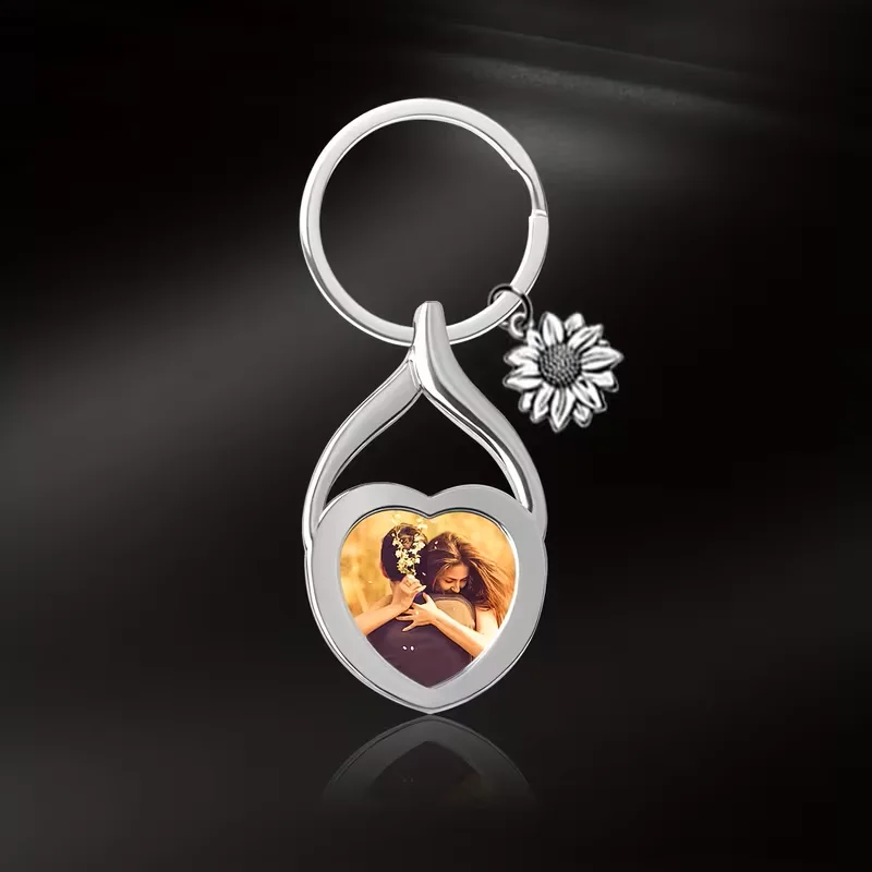 Custom Photo Keychain, Personalised sunflower Custom Photo Keychain, Suitable as a Commemorative Gift for Friends and Family - view 4