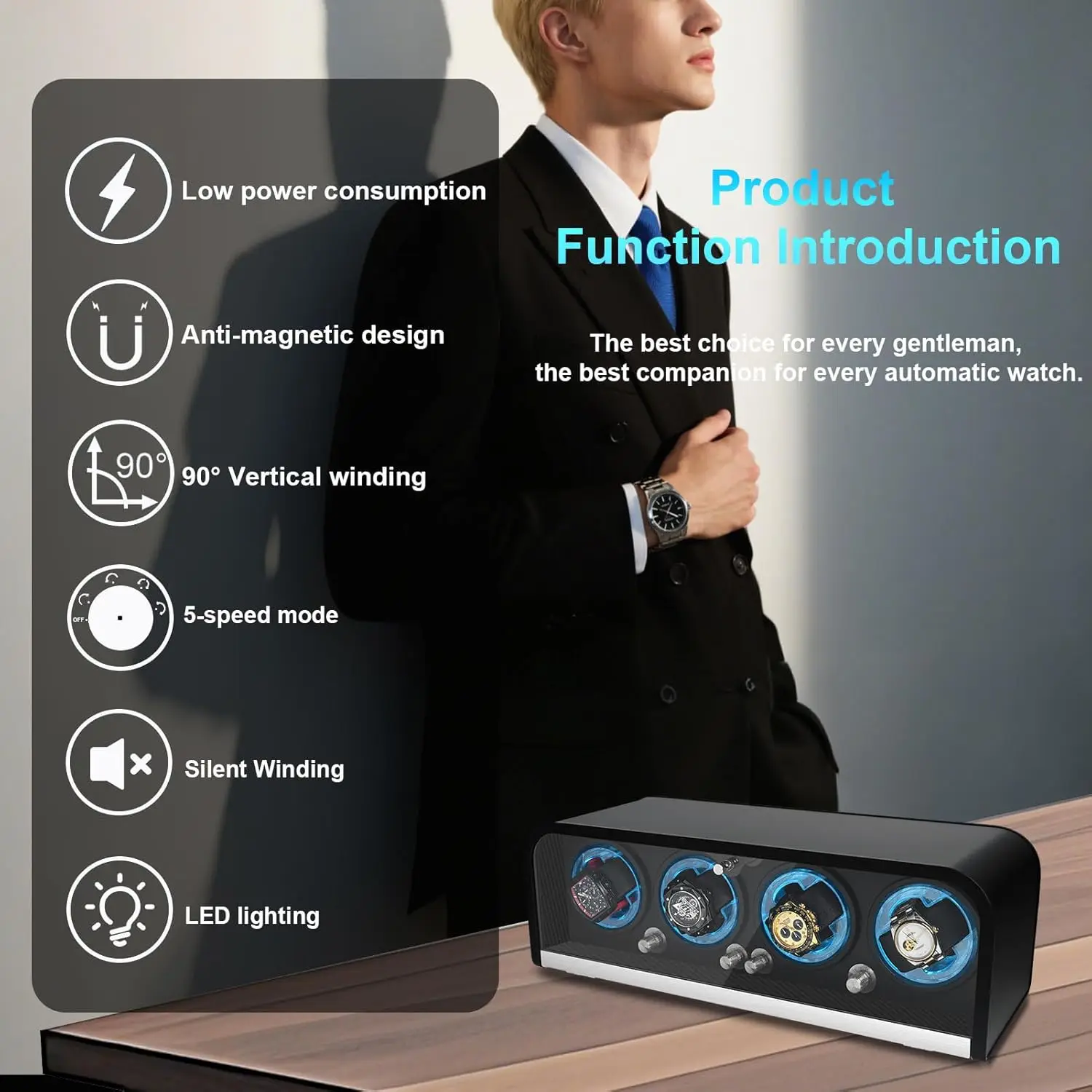 ملفاف ساعة للساعات الأوتوماتيكية، فتحة ملفاف الساعة 1/2/4/8 لرولكس، صندوق اللفاف يستخدم محرك فائق الهدوء، مبيعات المصنع مباشرة