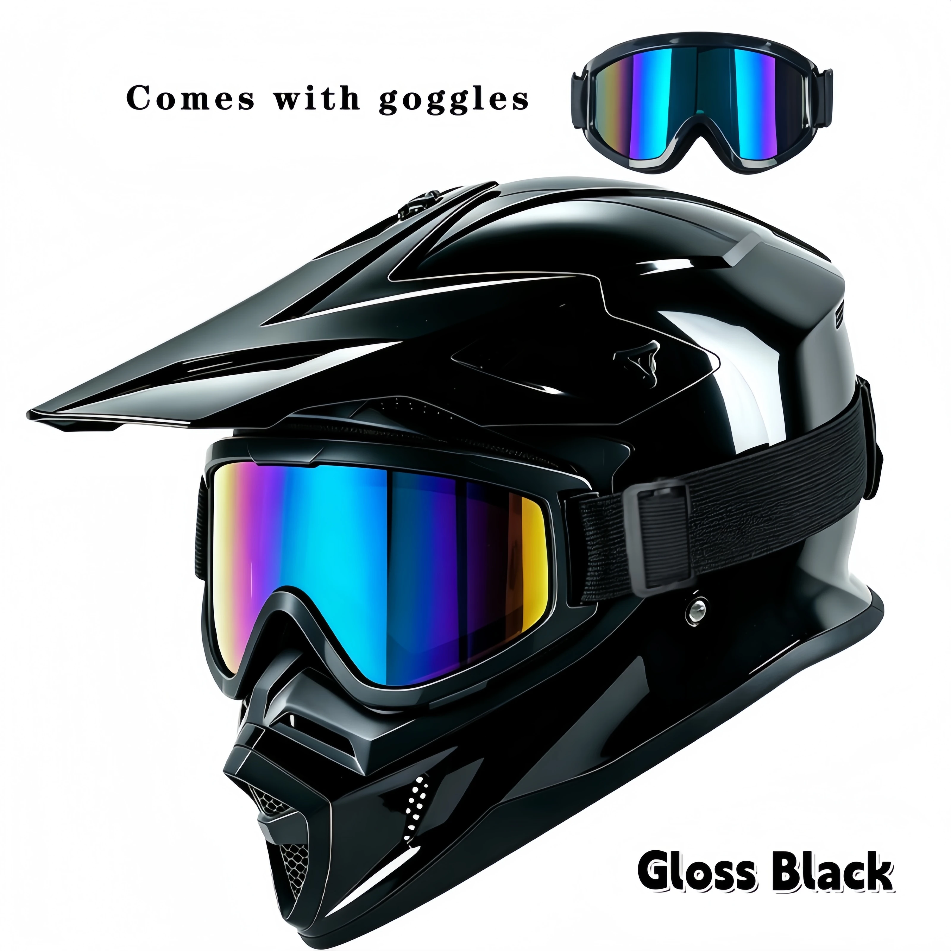 Off Road Motocross Helmet With Goggles Ventilated Full Face Dirt Bike ATV MX Motorcycle Helmet For Men Women
